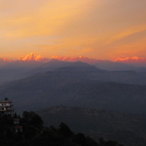 Sunset from Club Himalaya Hotel in Nagarkot, Nepal
