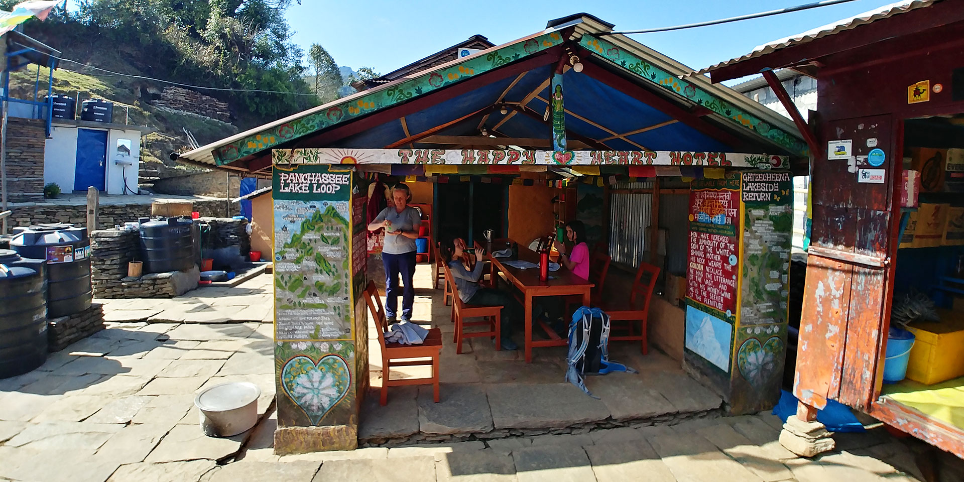 Trekkers in Tea house at Panchase Bhanjyang on the Panchase trek in Nepal