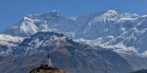 Annapurna II and IV seen from little Ice lake on the Annapurna circuit near Manang