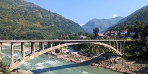 Highway scene from Mugling where you cross the Trisuli river on the highway between Kathmandu and Pokhara in Nepal