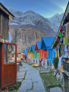 Colorful tea houses in Manang on the Annapurna circuit